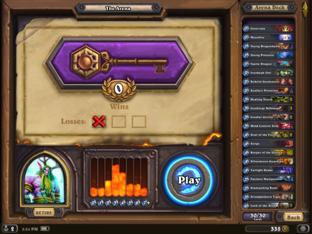 One of my example match in Arena (strength of the key - color)